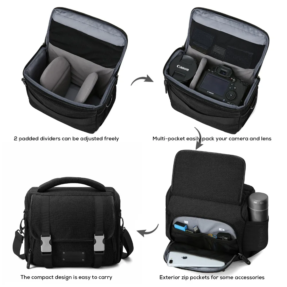 BAGSMART водонепроницаемая сумка для камеры с дождевиком DSLR/SLR Камера сумка на плечо для Canon Nikon sony Компактная сумка для объектива
