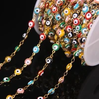 5meterlot 6mm colourful enamel plated golden rosary chain evil eye beadlampwork glass coin copper chaindiy bracelet findings