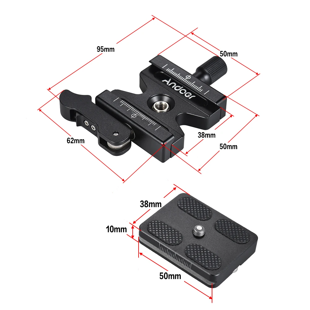 Andoer CL 50LS Алюминий сплав с быстроразъемным зажимом и Quick Release Plate для Arca Swiss