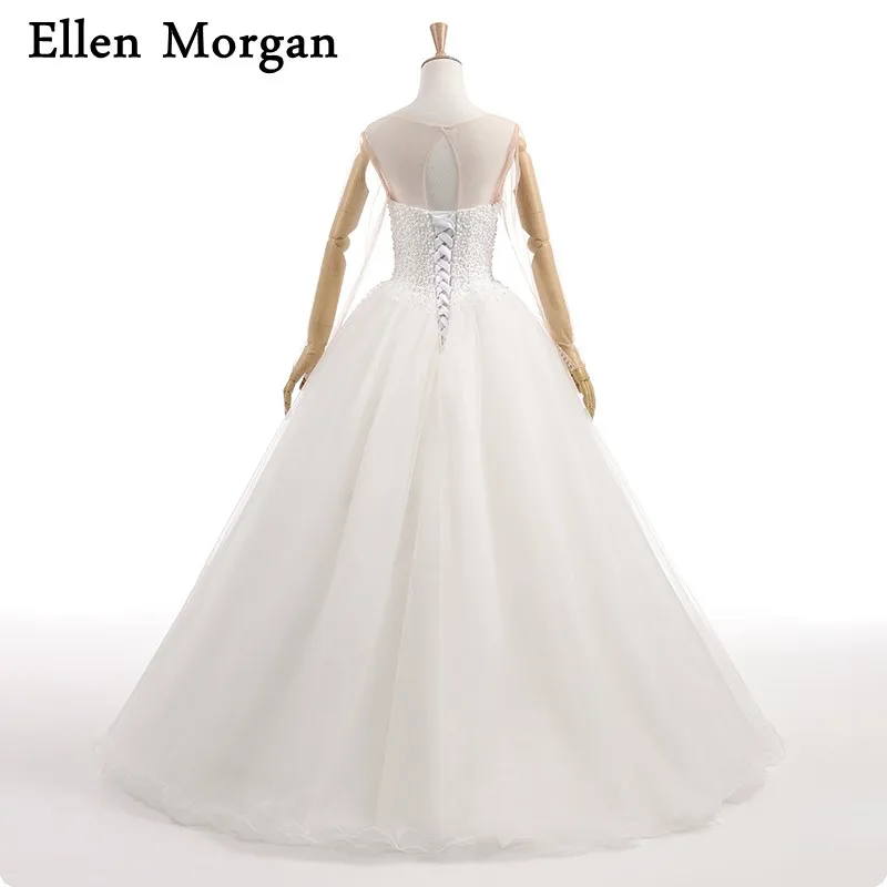 Vintage Long Sleeve Wedding Dresses for African Black Skin Girls Sheer Neck Pearls Corset Lace up Cheap 2017 Vestido De Noiva | Свадьбы и