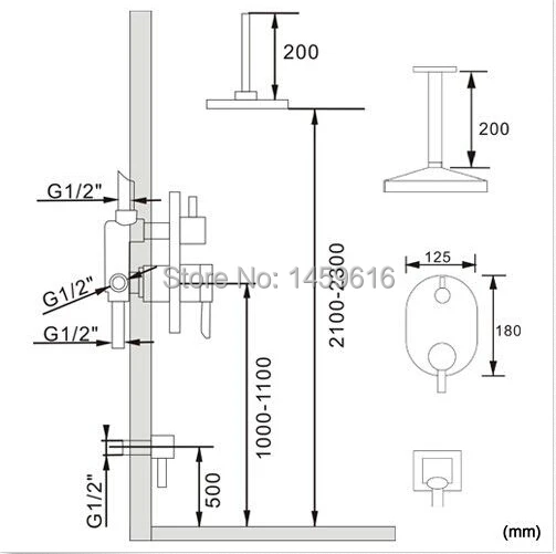 

Free shipping Bathroom Rainfall Shower Complete Faucet Shower Set Concealed shower rain fall W010