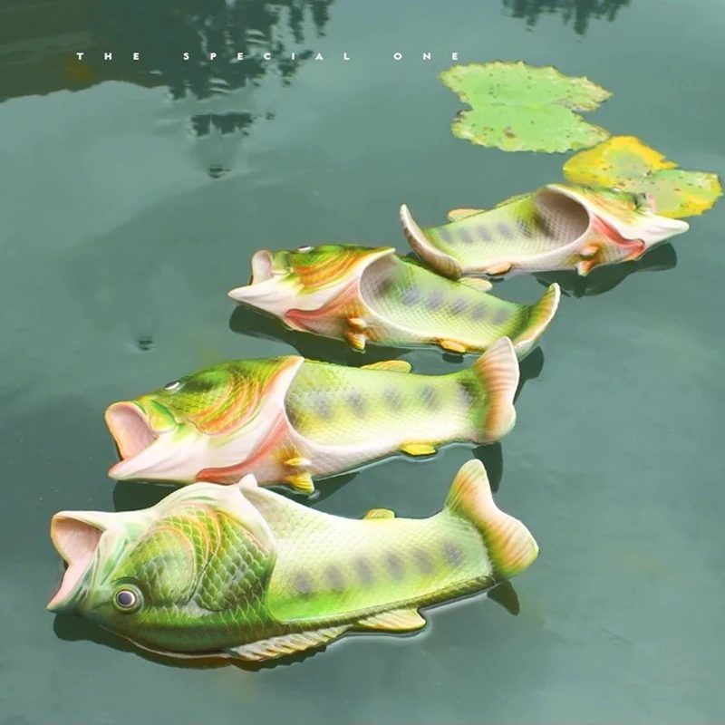 Fashion fish-Shaped female Drag Slippers flip-flops Summer Outdoor Couple Beach Slippers Breathable Unisex Beach Shoes