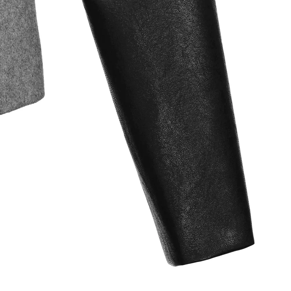 Женская куртка из искусственной кожи Modecrush черная приталенная с длинным рукавом