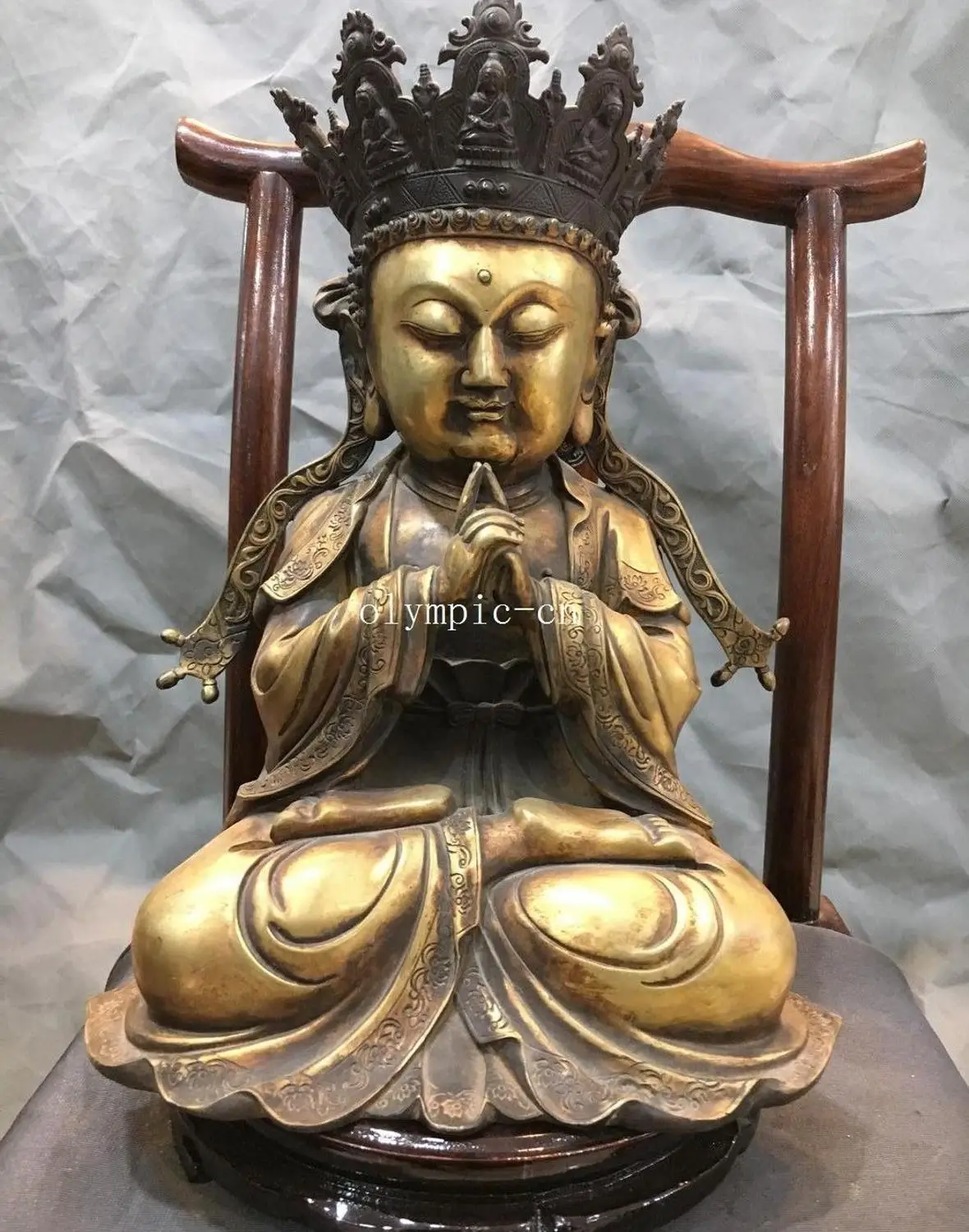 

14''Pure copper carved buddhism monk buddha Tang Monk Xuanzang ksitigarbha