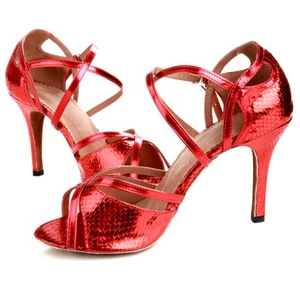 Танцевальная обувь для бальных танцев, танцевальная обувь из Искусственной Змеиной кожи с мягкой подошвой, спортивная женская обувь на каблуке 8 см для сальсы