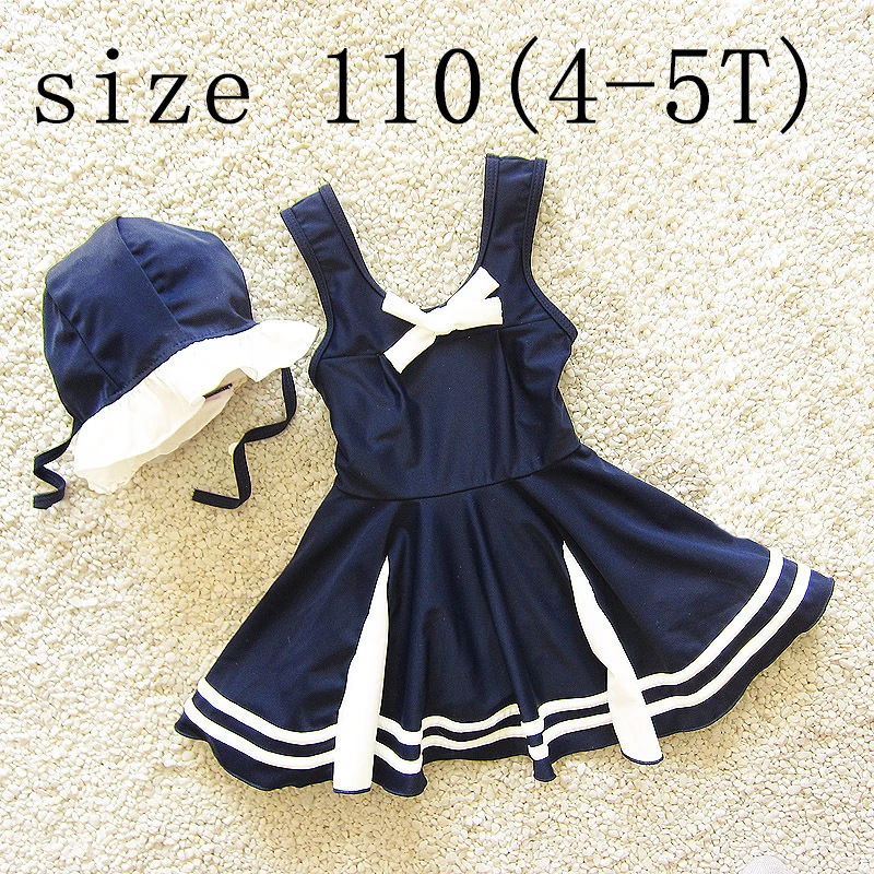 navy 110 Dollplus/ детский купальник детская одежда для плавания для девочек, детское бикини пляжный цельный купальный костюм для маленьких девочек - Цвет: navy 110