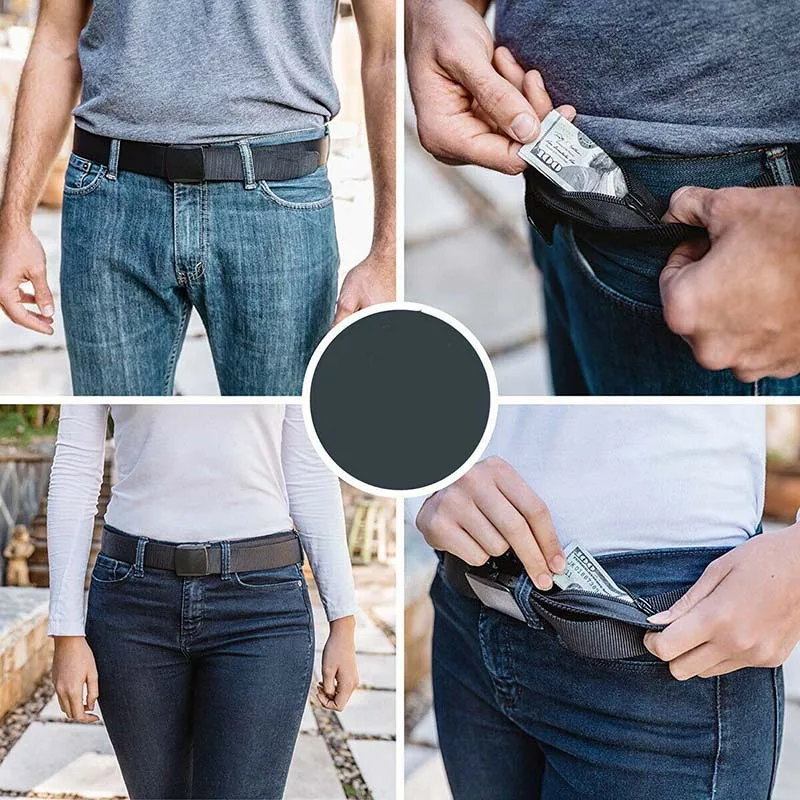 

Travel Security Belt Invisible Money Pouch Money Wallet Pockets Waist Belt FK88
