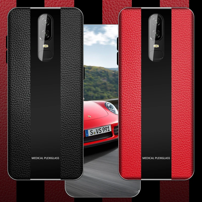 Luxury TPU Soft border Glass phone Cover Case For One plus 6 Shockproof PU Leather oneplus 1+6 |