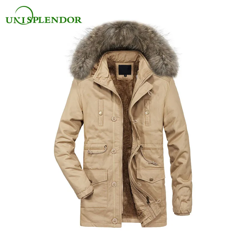 Unisplendor Men Winter Warm Thick Jacket Boy 100%Cotton Outerwear Windproof Casual Coats with Hooded Mens Parkas Man Coat YY159 | Мужская
