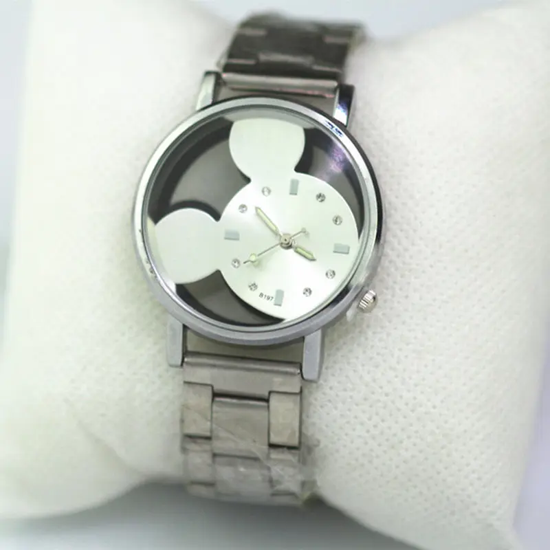 Reloj mujer часы с Микки-Маусом для женщин часы из нержавеющей стали студентов Дети Спортивные кварцевые наручные часы Relogio Feminino