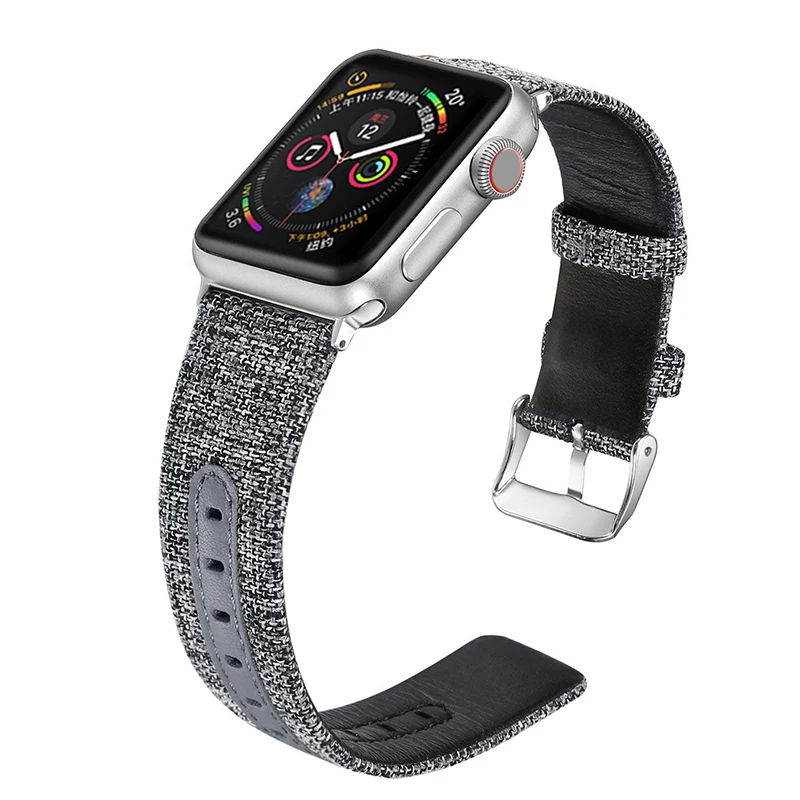 Laforuta 40 мм 44 ремешок для Apple Watch 42 38 iWatch кожаный тканевый браслет часы спортивные