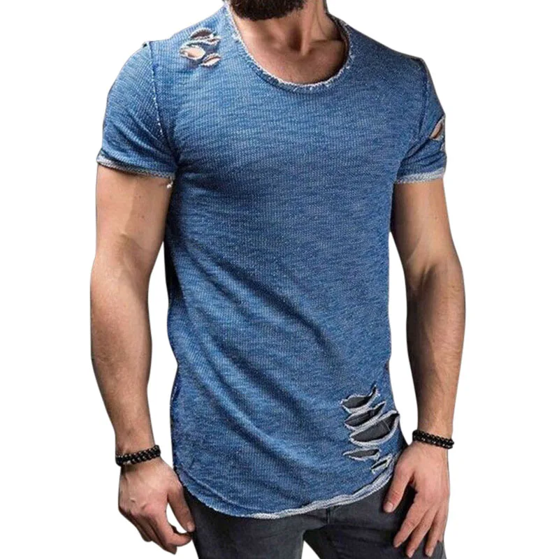 2020 модная летняя мужская футболка с коротким рукавом и круглым вырезом