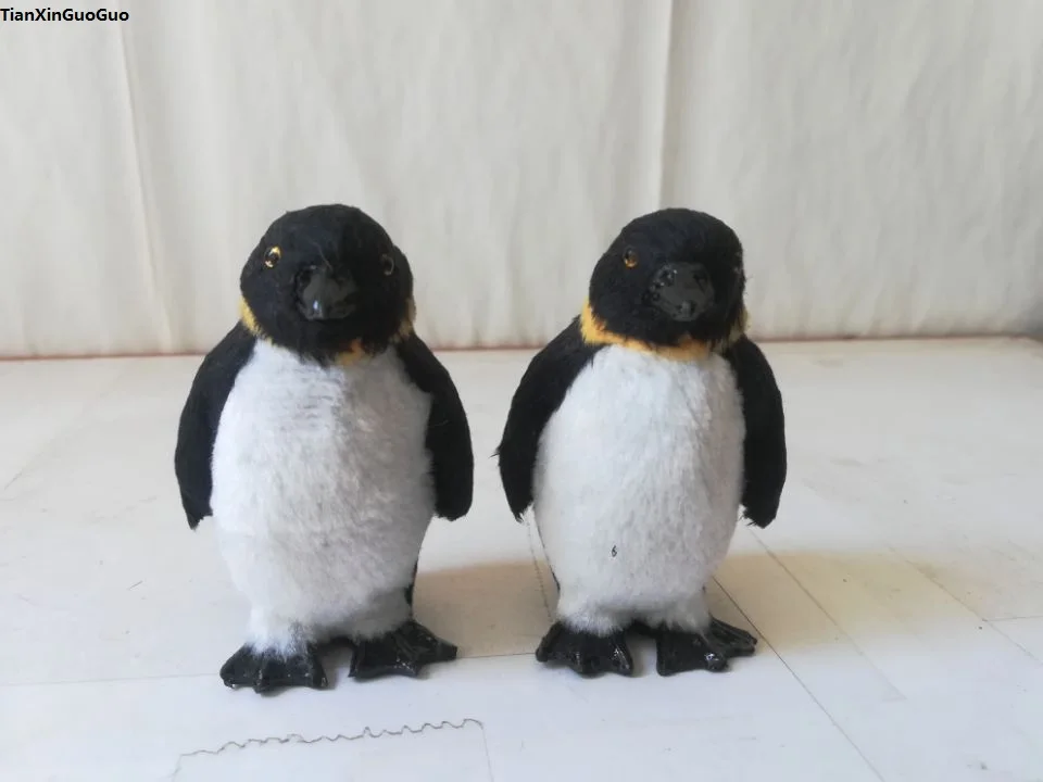 

simulation penguin mini 6x7cm hard model prop polyethylene&furs cute penguins one lot/2 pcs home decoration gift s1652