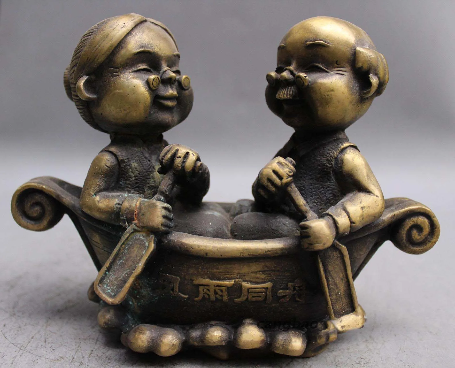 

Collect Rarely China A Brass Copper Auspicious Lucky Wealth Old man lady Statue