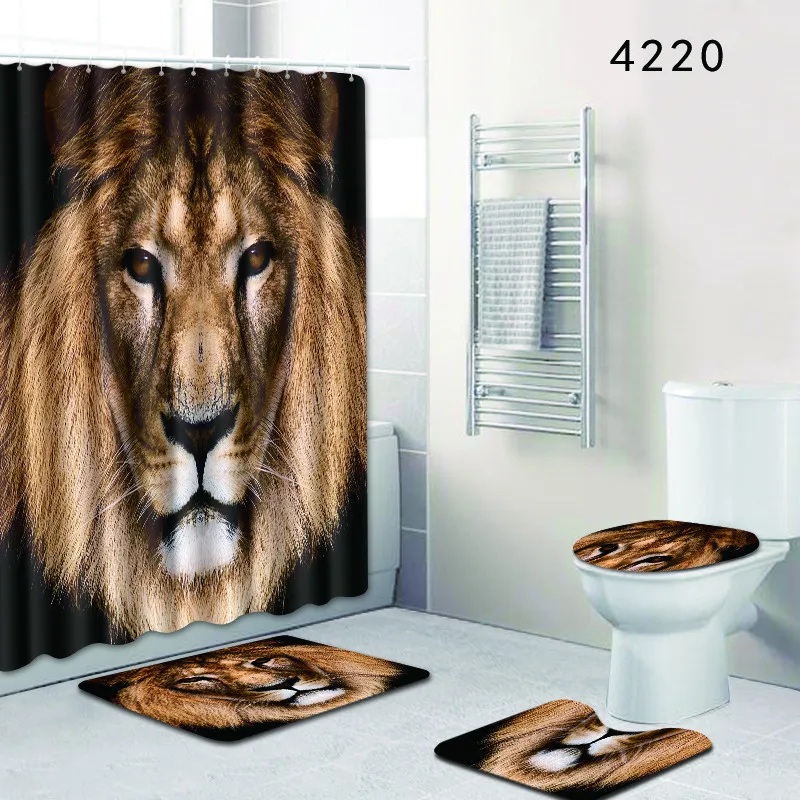 F 3D Тигр коврик для ванной с принтом Единорог Ванная комната Душ наборы занавесок