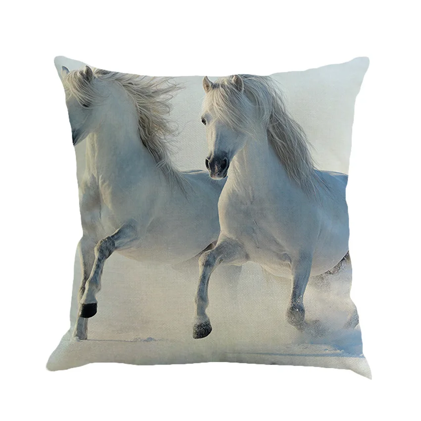 Чехол для подушки ADQKCLY с рисунком лошади полиэстер и лен покрытый животным войной