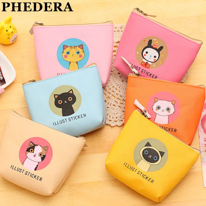 Новый Кошелек для монет женский мультяшный Кот водостойкий PU мини кошелек