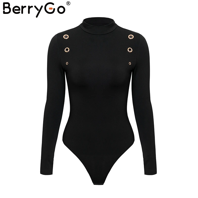 BerryGo пикантные открытые женские костюмы Водолазка с длинным рукавом bodycon Белый