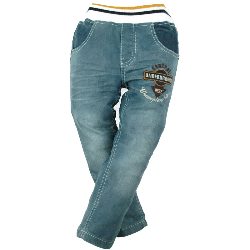 

1-8Y Boys Denim Trousers Embroidery Casual Jeans Pockets Carotte Teen Children Elastic Waist High Quality MH9601