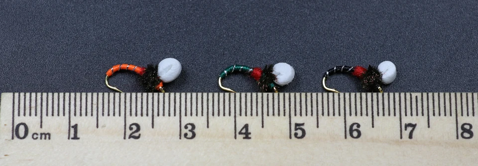 12PCS#14 Suspender Buzzer Nymph Fly Fishing Flies Trout Buzzers Red Orange Purple Green Chartreuse Black
