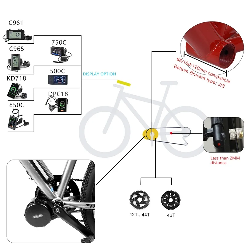E-Bike Mid Drive Crank Motor 48 в 1000 Вт 68 мм BBSHD BBS03 электрическое преобразование велосипедов Комплект C965 500C 850C P850C DPC18 велосипед дисплей