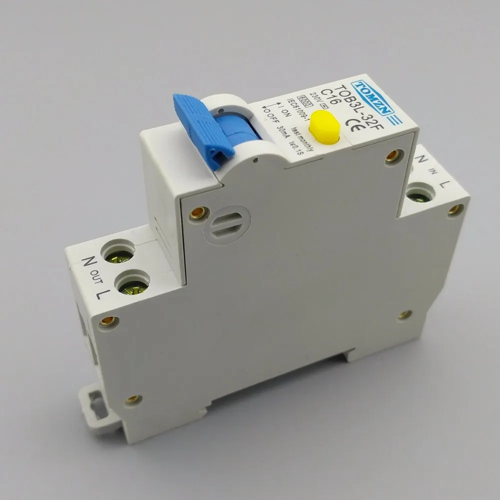 TOB3L-32F 18 мм RCBO 16A 1P+ N 6KA УЗО с защитой от перегрузки по току и утечки