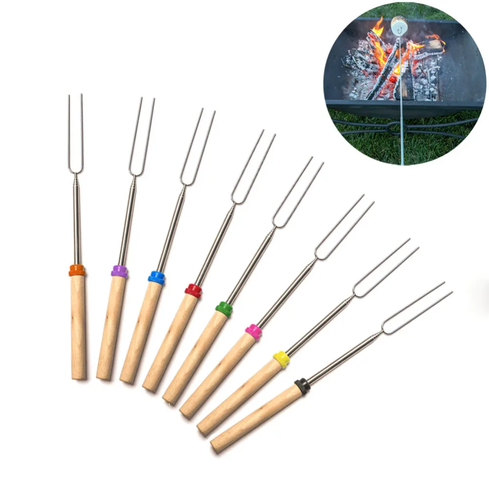 Новый Выдвижной Складной U-образный Вилка Из Нержавеющей Стали БАРБЕКЮ Обжиг