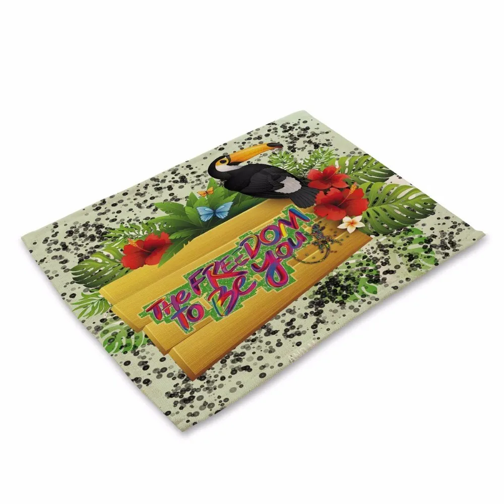 Parrot Printing Table Mat Animal Bird Pattern Kitchen Placemat Napkin For Wedding Party Decoration Dining Accessories | Дом и сад
