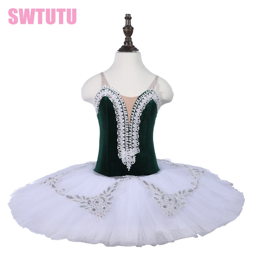 Зеленый Классический белый балетный танец пачка Дети платье для выступлений на