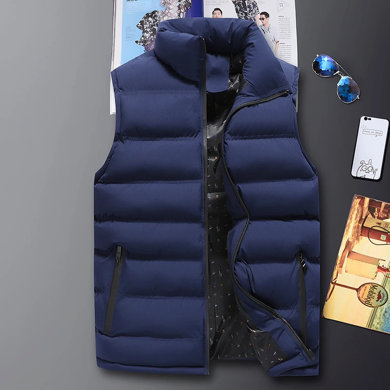 

Winter Fashion Casual Slim Coats Brand Clothing Vest Jacket for Men Sleeveless Jackets Cotton-Padded Waistcoat Big Size Top K126