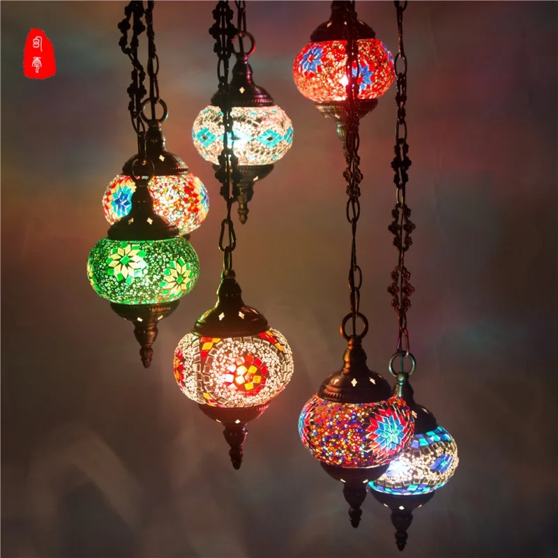 Турецкий марокканский подвесной светильник ручной работы Мозаика витражное