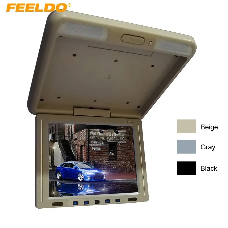 

FEELDO 11.3" Roof Mounted TFT LCD Monitor 2-Way Video Input Flip Down Car/Bus/Truck Monitor #HQ1285