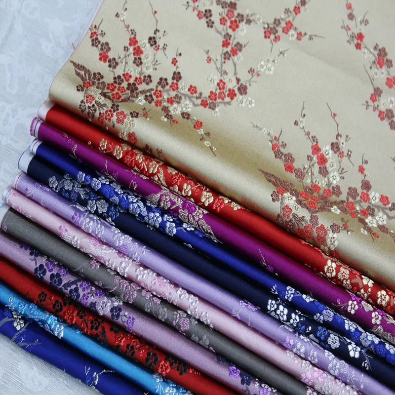 CF61 1 ярд китайский цветок сливы шелковая парча ткань Cheongsam одежда костюмы DIY Ткань для шитья кушион покрывало ткань