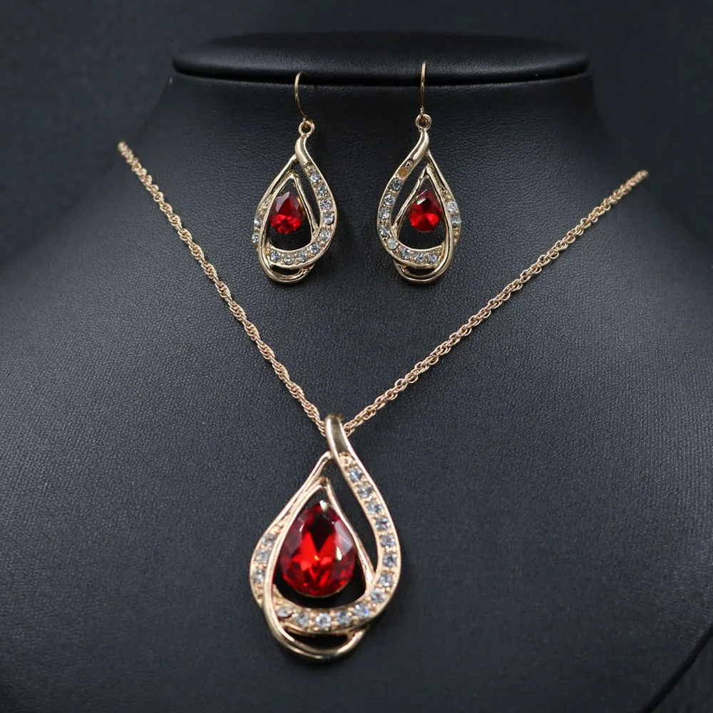 Комплект из колье и серёг с кристаллами 5 цветов|earrings set for women|necklace earring setset women |