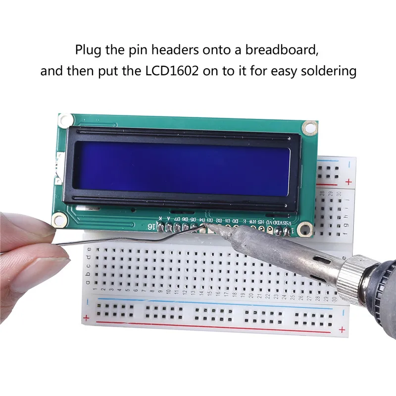 Модуль SunFounder LCD1602 с подсветкой 3 В для Arduino Uno R3 Mega2560 Raspberry Pi 16*2 белый на синем