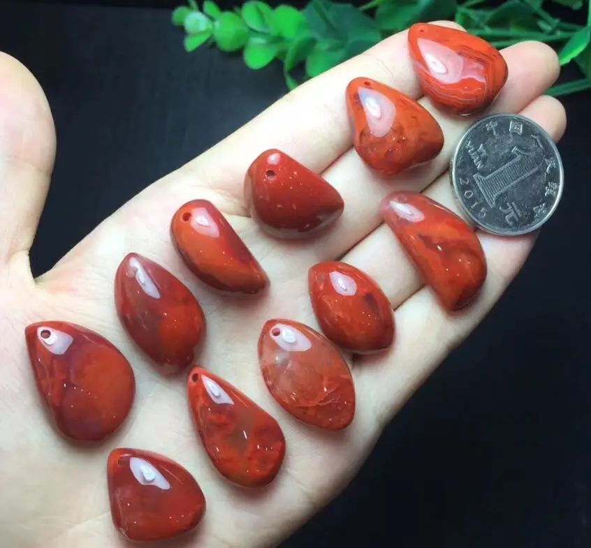 Серебро 925, ювелирное ожерелье, подвеска, натуральный драгоценный камень, кварц, круглая форма капли, Ларимар, камень, Лапис, агат, исцеление, ювелирное изделие, подвеска - Цвет камня: Sichuan South Red