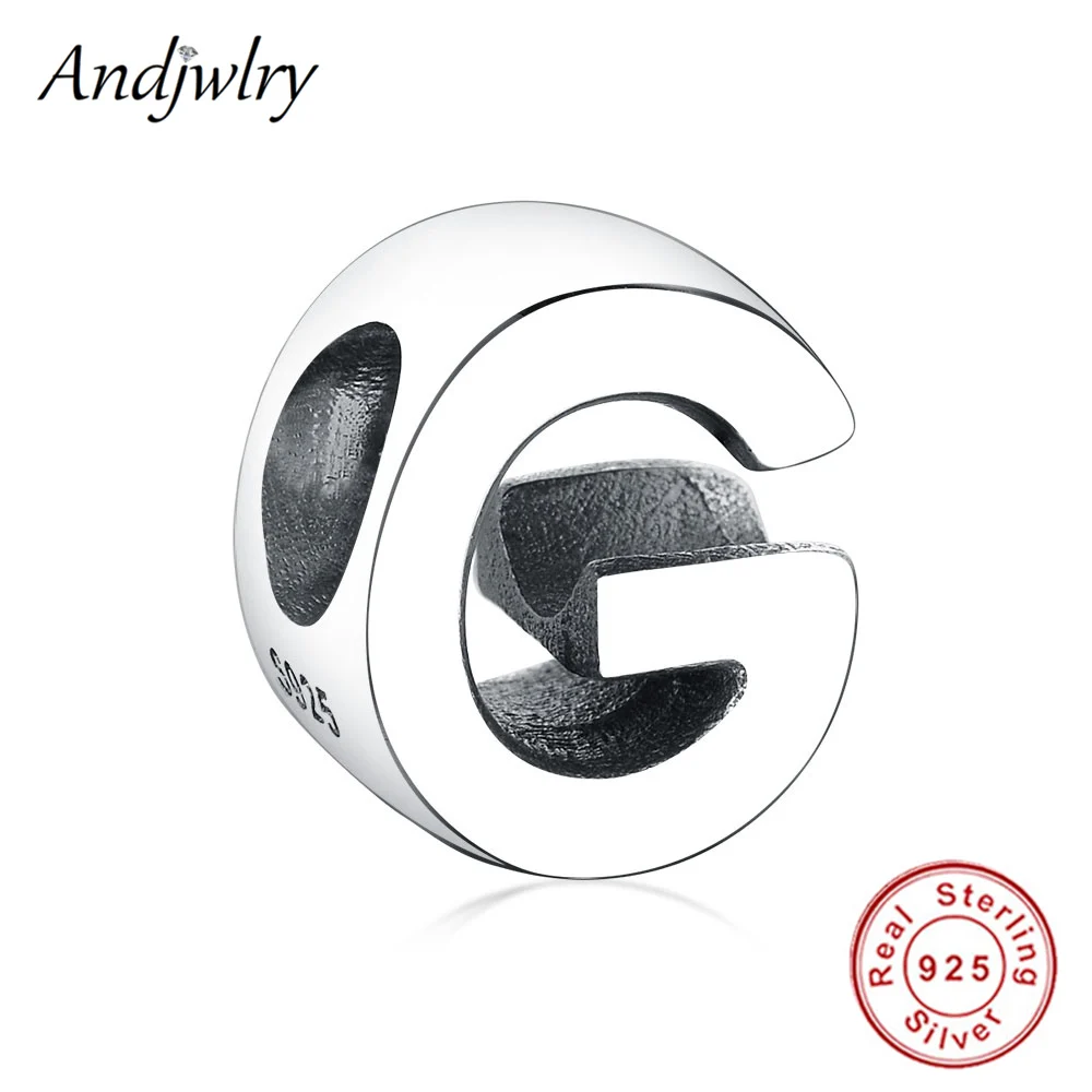 Ajw0320-G Подходит для браслетов Pandora, 925 пробы, серебро, оригинальные шармы от А до Я, бусина с буквой алфавита, сделай сам, изготовление ювелирных изделий, сделай сам, Berloque - Цвет: Ajw0320-G