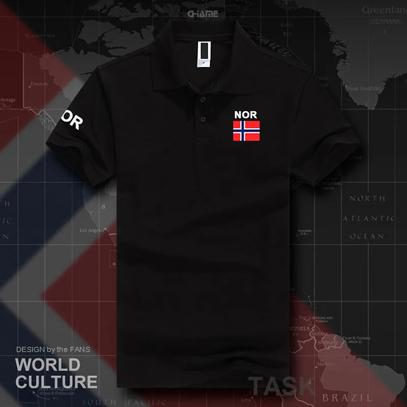 Norway Norge рубашки поло мужские с коротким рукавом белые бренды с принтом для страны хлопок Национальный командный флаг Nordmann норвежский нет - Цвет: polo-black