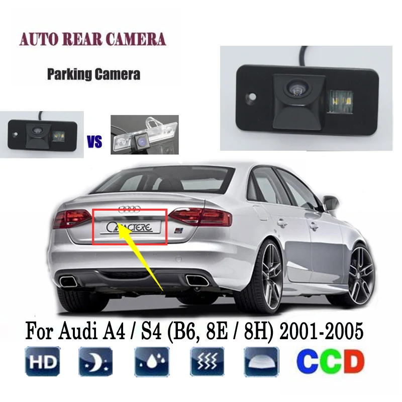 Камера заднего вида для Audi A4 S4 (B6 8E/8H) 2001 ~ 2005 CCD камера ночного видения RCA номерного