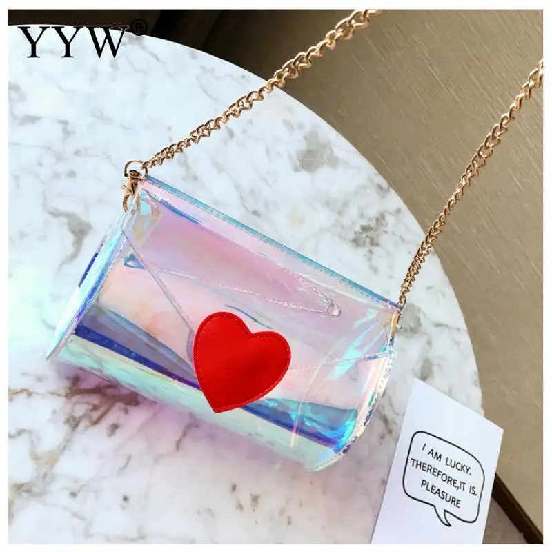 Женская Желейная сумка YYW белая мини через плечо из ПВХ с узором в виде сердечек и