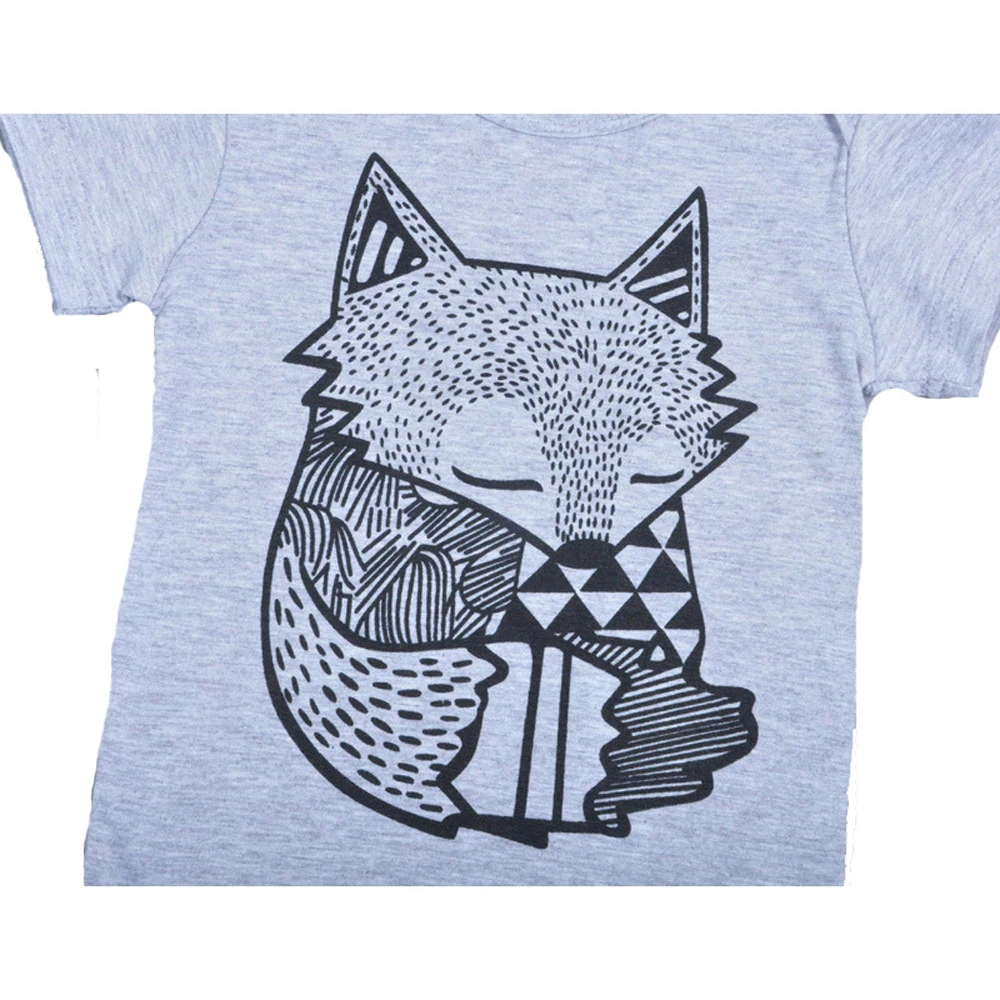 Новый летний детский комбинезон с рисунком лисы короткими рукавами для детей