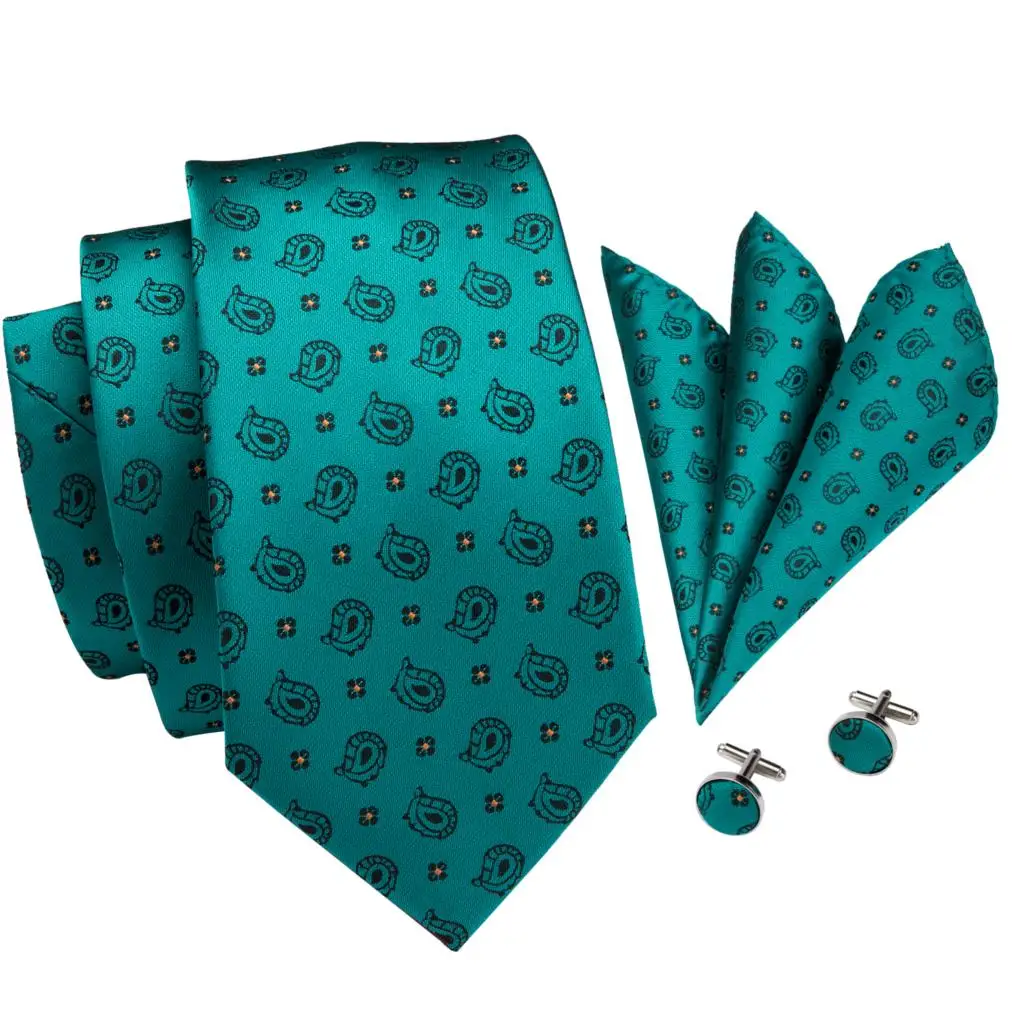 Мужские зеленые галстуки шелковый галстук в горошек с узором пейсли карманом на