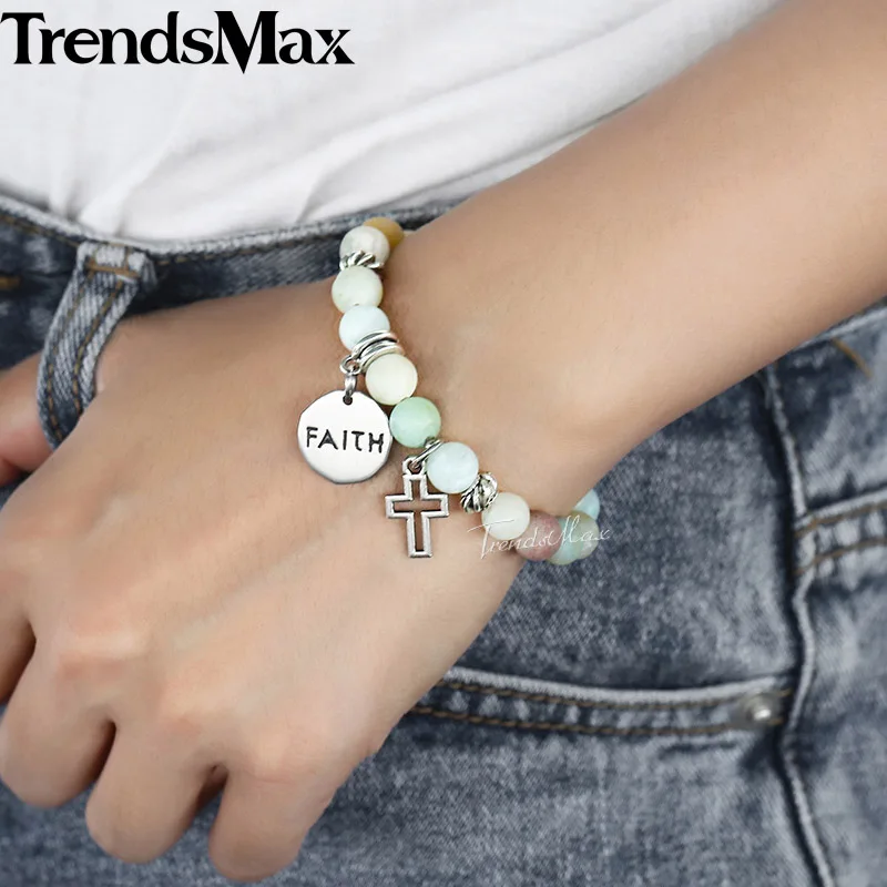Женский браслет из бисера нержавеющая сталь крест Вера браслеты с подвесками