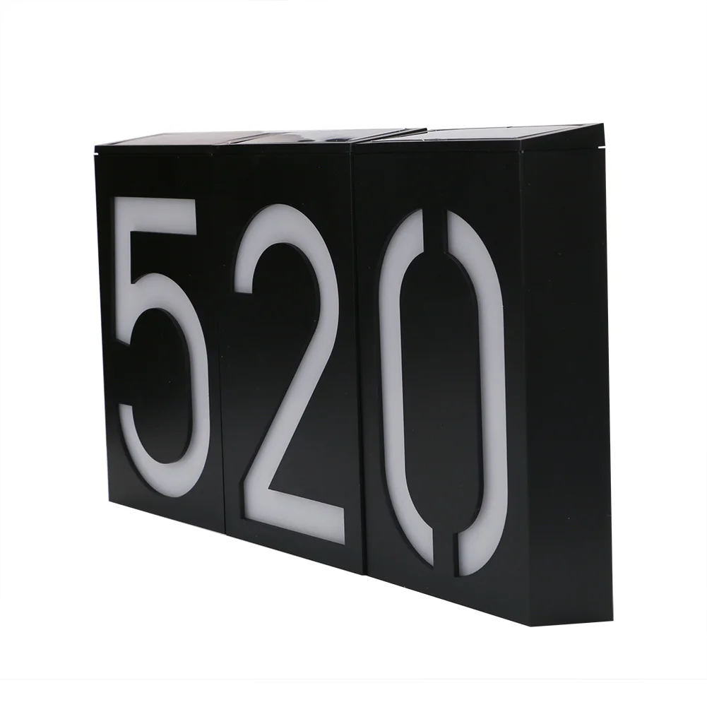 

New Arrival House Door Address Plaque Digit LED Solar Panel Wall Light Solar Powered 6 LEDS Switch Wall Lamp For Garden Hall