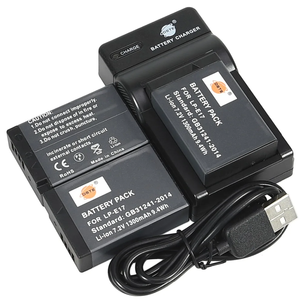 DSTE 3 шт. LP-E17 литий-ионная батарея с USB зарядным устройством для Canon EOS M3, 200D, 750D, 760D, T6i, T6s, Kiss X8i, EOS M6 Mark II