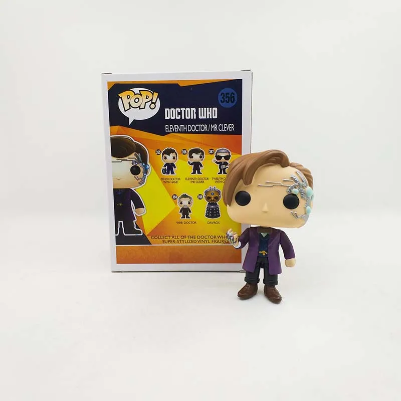 ФИГУРКИ ДОКТОРА КТО FUNKO POP 10 см "Одиннадцатый доктор и мистер Клевер" 356 и "Десятый доктор" 221 # Виниловые действующие фигурки коллекционной модели игрушек 2F23.