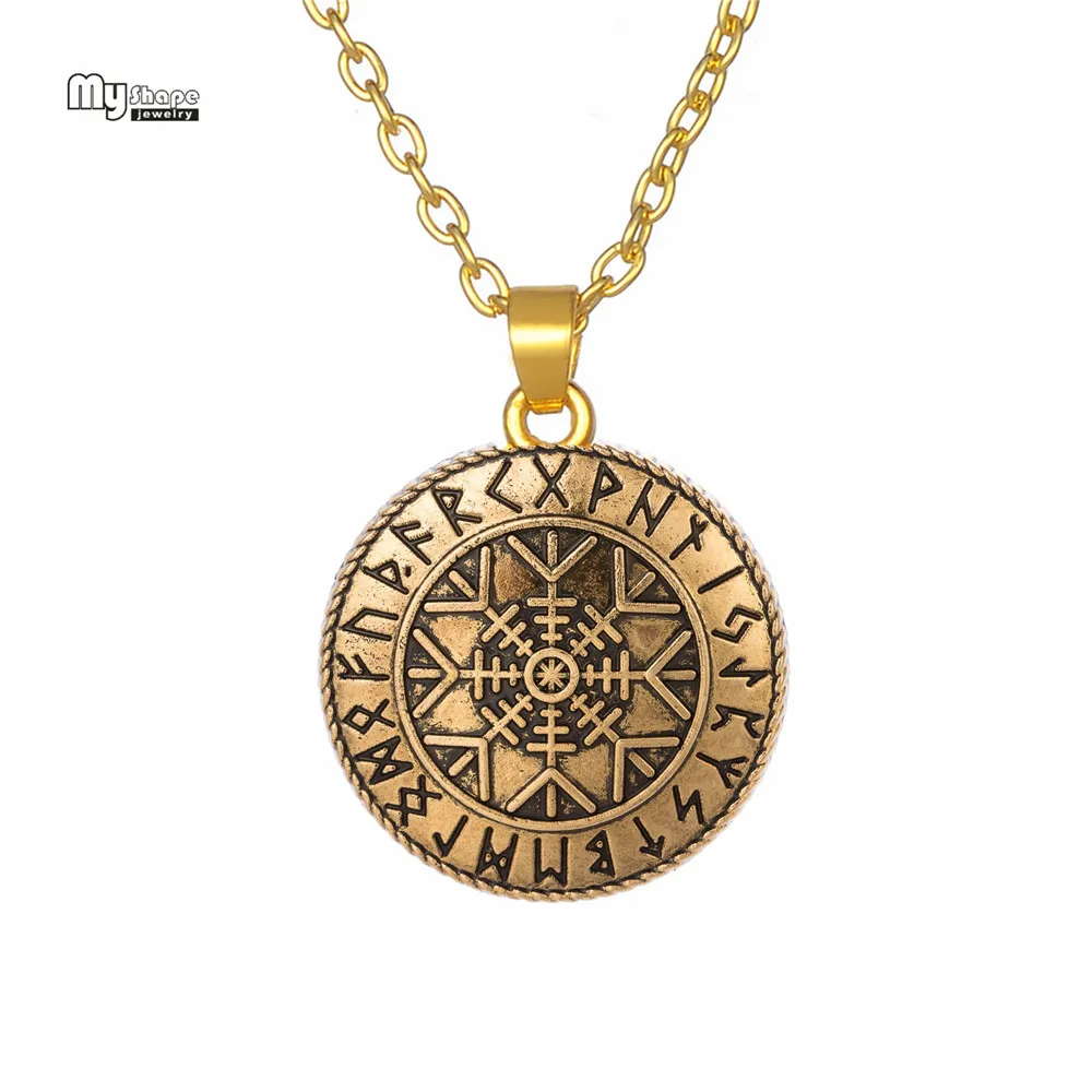 My shape колье с кулоном в стиле викингов компас Vegvisir колье Helm of Awe Aegishjalmur скандинавский кулон с рунами ожерелье s скандинавский амулет