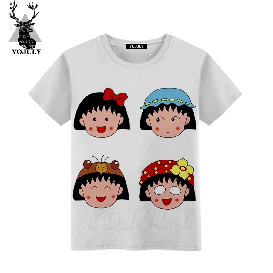 Футболка с 3D принтом YOJULY для маленьких девочек Lawaii Chibi Maruko Повседневная летняя