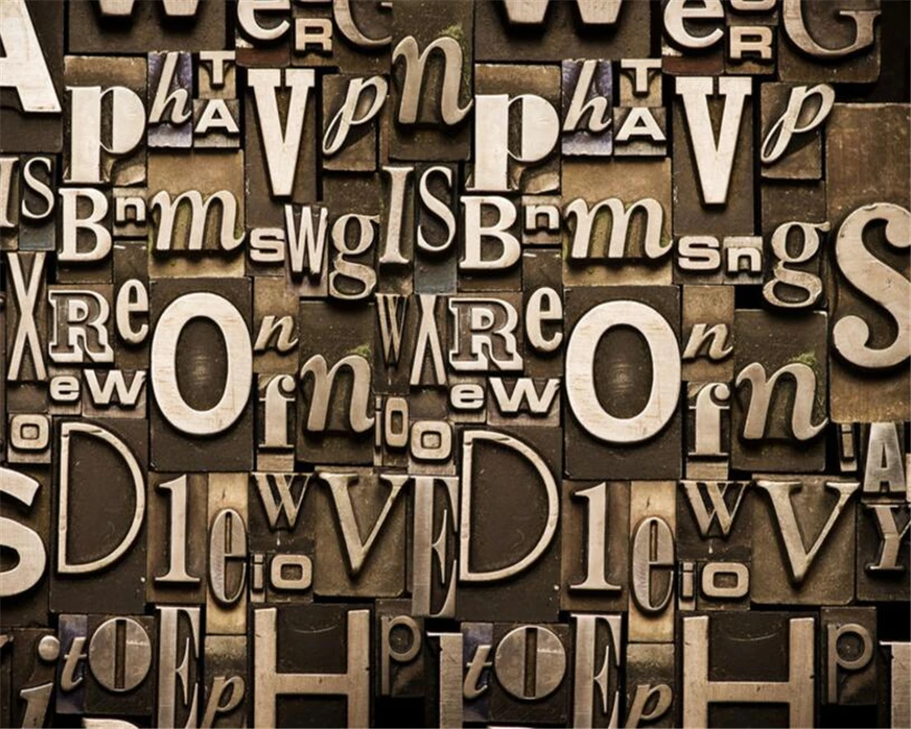 beibehang Hotel Cafe Background Decorative Wallpaper Retro Style English Letter Relief Living Room TV Wall mural 3D - купить по