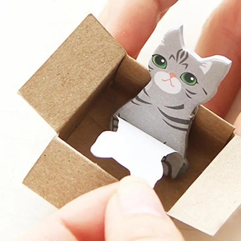 Милый картонный Кот маленький блокнот для заметок 3d Kawaii с кошкой для пишущих принадлежностей клейкая бумага для заметок, Канцтовары для школы и офиса Papelaria